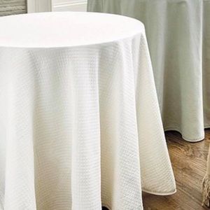 84” White Quilted Ballard Essential Tablecloth